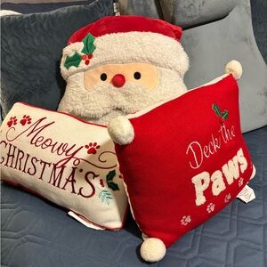 Festive Santa and Holiday Pillow Set
